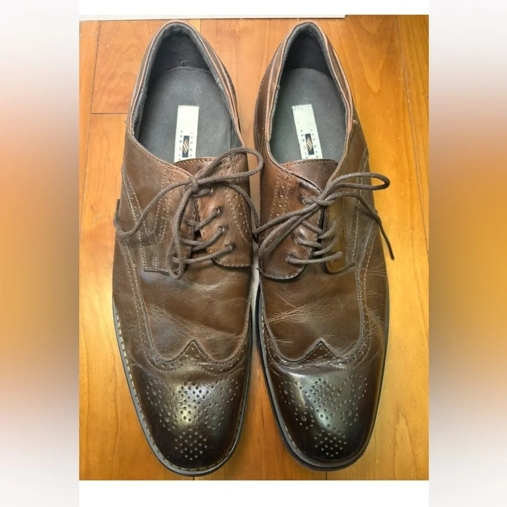 Joseph Abboud Brown Leather Wingtip Derby Shoes
